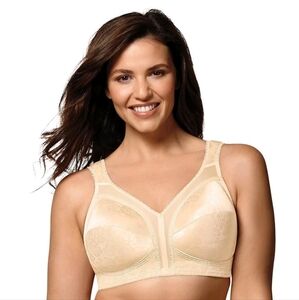 Playtex 4693 Nude Tan Beige 40C Wire Free Unlined Floral Bra Padded Thick Straps